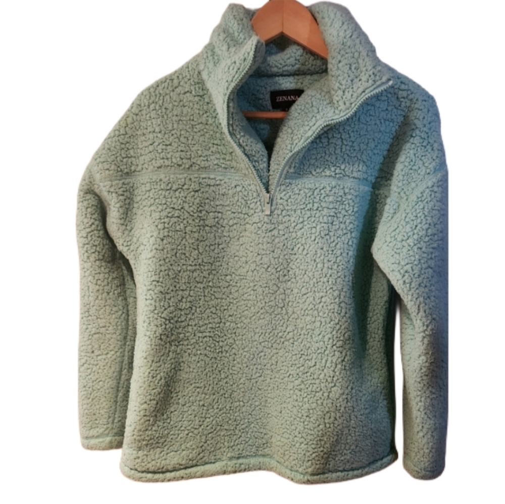 Zenana Teal‎ Teddy Jacket Plush Fleece Cozy Size Small